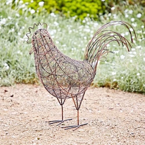 Paper High Metal Hen Garden Decoration - Outdoor Decoration - Metal Sculpture - Garden Statue - Recycled Metal - For The Garden