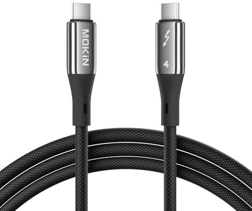 MOKiN Thunderbolt 4 Certified Cable 3.3 ft, 8K/4K Displays, 240W Charging, 40Gbps Data Transfer, USB C to USB C Cable for iPhone 16 Series, MacBook Air, iPad, Samsung (USB4 Compatible)