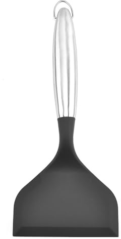 Spatule Tamagoyaki, Spatules en Silicone Résistante à Chaleur, Spatule de Cuisine Antiadhésive avec Manche en Acier Inoxydable, Spatule Flexible pour Servir, Frire, Steak, Crêpes (Gris)