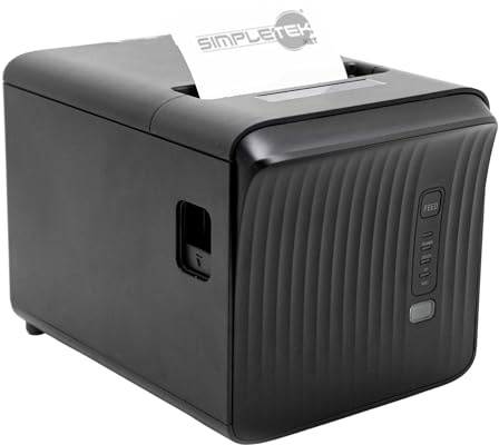 SIMPLETEK Imprimante thermique POS 80 mm | USB WiFi BT | pour reçus et commandes - Auto-Cut | Pilotes et manuel inclus