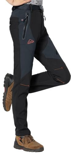 Rdruko Softshellhose Damen Wanderhose Winter Skihose Wasserdicht Schneehose | Winddicht Thermohose Winterhose Warm Gefüttert Outdoorhose Snowboardhose Thermo Trekkinghose mit Taschen