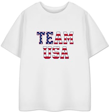 Show Me The Merch Team USA White Graphic Tee | Unisex Kids T-Shirt with USA Flag Design | Football Tournament Sports Apparel | Children's Patriotic Top for Boys & Girls