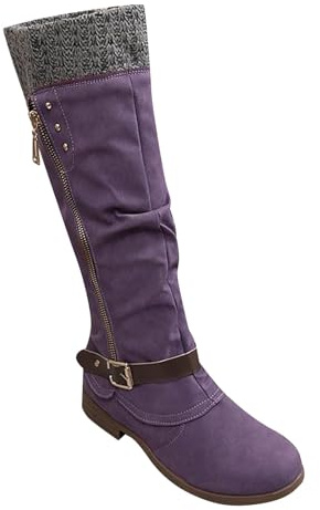 Generic Women's Autumn/Winter Purple Knee High Water Resistant, Slip Resistant Ankle Boots Women - Size 6 UK - Hotter Shoes for Women Clearance