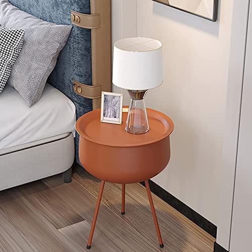 GUIXAN Round Coffee Tables, with Storage Space Side Table Modern Night Stand Home Decoration Modern Style Sofa Side Table,Orange