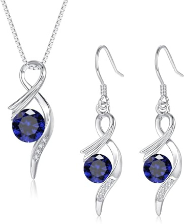 Cangall Silber Schmuck Set Damen, 925 Sterling Silber Halskette & Ohrringe Hängend Set mit Cubic Zirkonia, 45+5cm Silberkette Anhänger mit Ohrringe Silber, Liebesgeschenk zum Muttertag Weihnachten