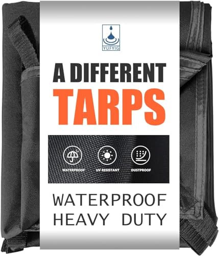 YUFYIG 20 Mil Black Waterproof Tarp 5×7ft Heavy Duty Canvas Cover for Outdoor All Weather Oxford Tarpaulin for Truk Bed Roof, Boats, Pool, Woodpile, Robust, Rip & Tear Proof