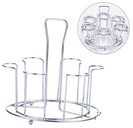 Cabilock Portavasos de Acero Inoxidable para 6 Vasos Asa, Plata