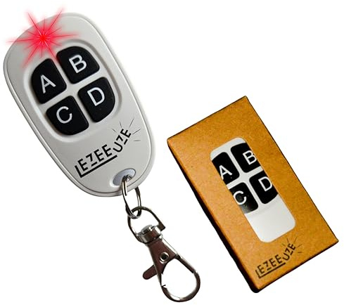 EzeeUze - Telecommande Universelle Portail à Code Fixe 433,92 MHz, Bip Portail,Telecommande Garage, 4 canaux, Compatible avec Novoferm Novotron 502 MAX43-2 Novotron 512 MIX43-2, Gaposa QCT4 (White)