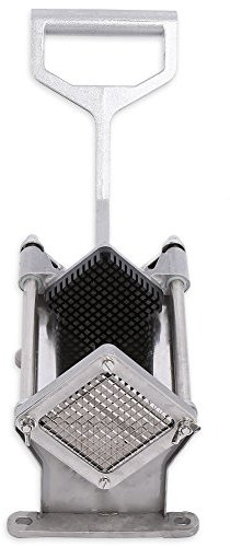 Stainless Steel Potato Cutter Heavy Duty French Fry Chopper Tool w 4 Blades Commercial Grade for Orange Slicing Wall Mountable Long Handle for Easy