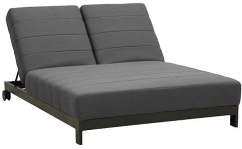 OUTLIV. Doppelliege Miami Aluminium-Sunbrella, wetterfest, 4-Fach verstellbar, rollbar, schnelltrocknend, Anthrazit/Flanelle, 202x143 cm