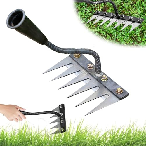 Rateau Jardin,Outillage de Jardin, Rateau de Désherbage Outils Jardinage,Râteau De Jardin 5/6 Dents en Acier, Houe Jardinage,pour Désherbage/Ameublissement du Sol/Semis (6 Dents)