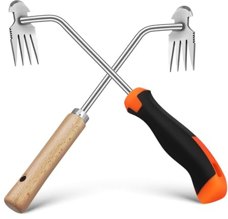 BESPORTBLE 2 Pezzi Stesura Piantina Starter Strumento di Sarchiatura Sollevatore di Radici Strumenti di Diserbo Scavando di più a Fondo Sarchiatrice a Mano Acciaio Inossidabile