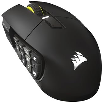 Corsair Scimitar Elite Wireless SE MMO Souris de Jeu – 33 000 DPI, 16 Boutons Programmables, Adjustable Key Slider™, Elgato Virtual Stream Deck, 1K Hyper-Polling, Jusqu'à 150h de Batterie – Gunmetal