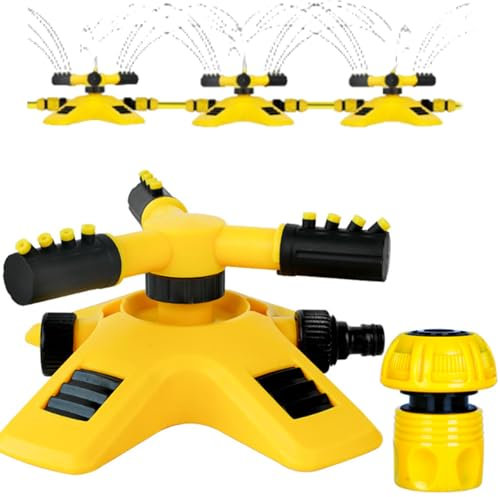 Arroseur de pelouse automatique à 360° avec angle de pulvérisation réglable - Arroseur carré pour arrosage de pelouse et jardin, économie d'eau, raccord pour tuyau d'arrosage (arroseur + 6 robinets)