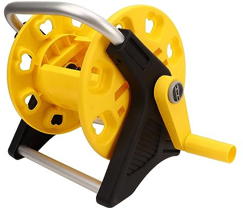 Carrello avvolgitubo da giardino, robusto e facile da organizzare, con design a spinta manuale, uso stabile, giallo, contiene 30 m di tubo dell'acqua, per tubo dell'acqua con diametro esterno di 17
