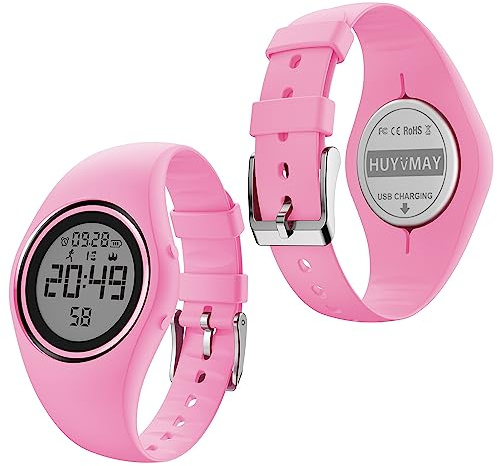 HUYVMAY Tracker de fitness - Podomètre - Sans application - Sans téléphone portable - Bluetooth - Étanche IP68 - Avec podomètre, compteur de calories, minuterie, réveil - Montre de sport simple pour