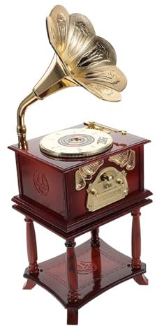 Milisten Antike Grammophon Spieluhr Aus Holz Mit Detailreichen Schnitzereien Retro Tischdekoration Mit Mechanischem Musikspielwerk Tragbare Vintage Musikdose Für Schreibtisch Und Geschenk