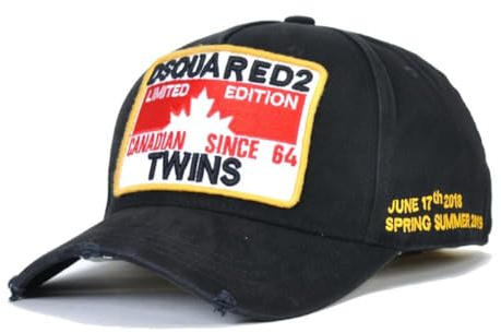 DSQUARED2S Herren Klassische Baseball Cap mit Stickerei, Klassische Baseballmütze für Herren, Schwarz , One size