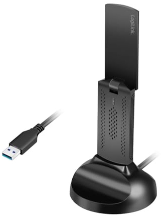 LogiLink WL0251 – Wi-Fi 6E USB-adapter 5,8 GHz med magnetiskt fäste, WPA/WPA2, WPA3, 5 W, LED