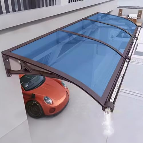 Rain Canopy Awning Front Door Canopy for Outdoor Window Porch Shade Patio Roof Cover UV Protection Door Awnings Exterior with Aluminum Bracket Polycarbonate Board(Lake blue,120x190cm)