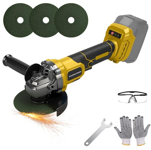 Juego de amoladora angular con batería pequeña para Dewalt 20 V 18 V, lijadora profesional sin escobillas, 16800 rpm, diámetro de disco de 125 mm con llave de amoladora angular, amoladora de metal