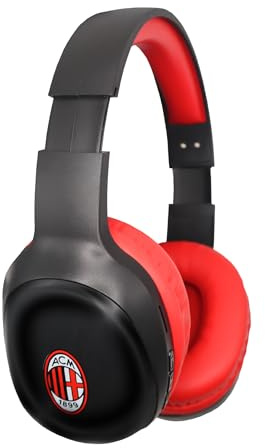 TECHMADE Ac Milan- Cuffie Senza Filo Cuffie Wireless Over-Ear, Cuffie Bluetooth Regolabili, Cuffie con Microfono Incorporato, HiFi Stereo, Micro SD Slot, per iPhone/Android/Viaggio/PC