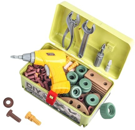 Drill Toy - Educational Drill Tool Toys, Interactive Learning Construction Set, Safe Hands-On Play for Kids Boys Toddler Workshop Table Party Christmas Birthday, Toys, Multi-Color