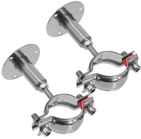 DECOMELODY 2pcs Stainless Steel Adjustable Pipe Bracket Clamp for Ceiling and Wall Mount Heavy-Duty Water Pipe Support for Tubes Secure Clamping with Screws Corrosion-Resistant for