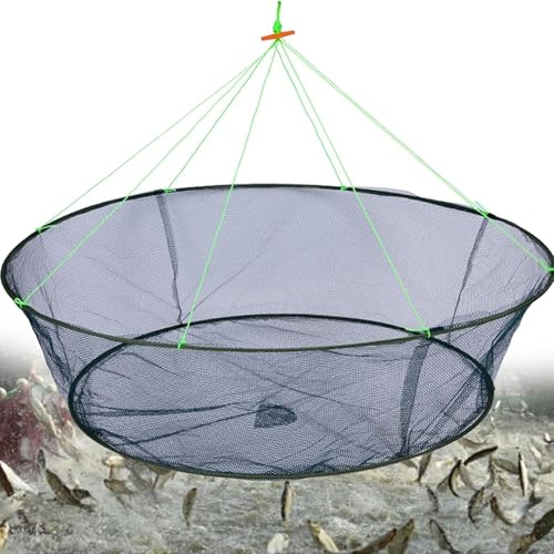 100cm Senke Angeln Wurfnetz Faltbare Fischernetz Köderfischsenke Masche Kescher Netz Krebsteller Krebsreuse Fishing Angelnetz Senknetz Masche Netz