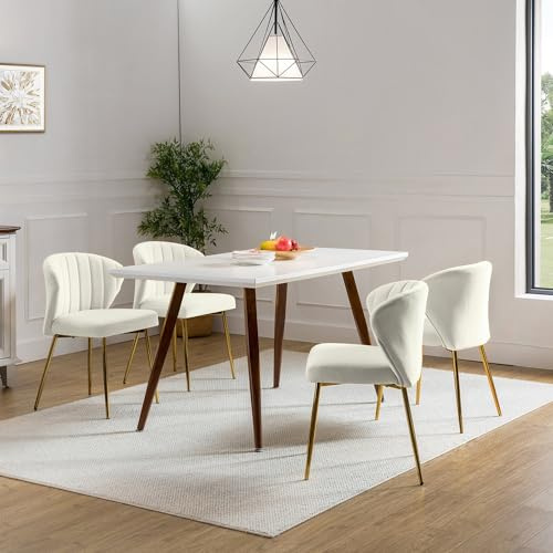 Fiximaster Esszimmerstühle 4er Set, Polsterstuhl Esszimmer modern, Samt, Küchenstuhl mit Rückenlehne, Ergonomischer Stuhl mit goldenen Beinen,Esszimmerstuhl für Wohnzimmer,Küche,Schlafzimmer