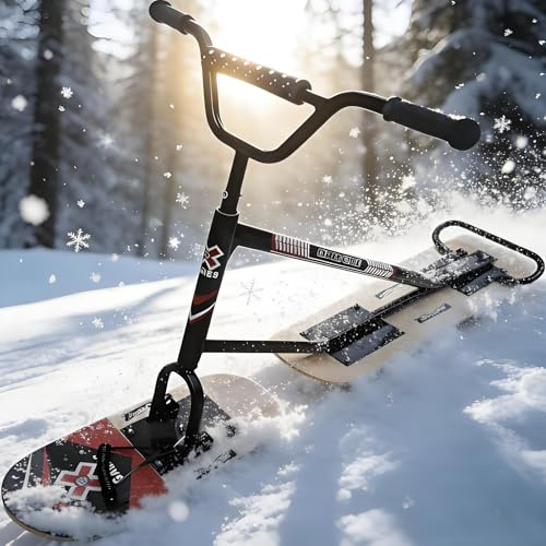 vnmudzeo All-Terrain-Snowboard-Schlitten FüR Erwachsene, Jugendliche Und Familien, 360° Drehbares Schneemobil FüR Erwachsene, Aluminiumrahmen, Max. Tragkraft 150 Kg Wood