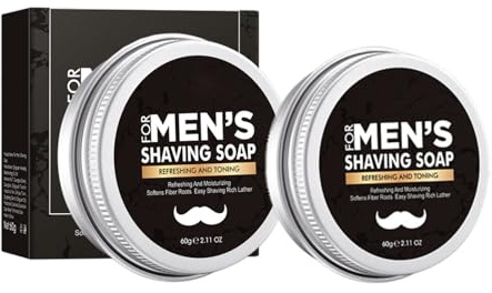 Shaving Soap for Men 2 Pack - Shaving Cream for Traditional Wet Shave, Rich Lather Shaving Soap for Sensitive Skin, Softens Beard & Reduces Friction for Smooth Glide