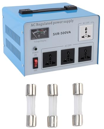 Garosa Convertitore Trasformatore di Tensione Stabilizzatore Regolatore di Tensione Automatico 500W per Dispositivi Elettronici con Materiale ABS Monofase SVR 500VA (Spina UE 160-250 V)