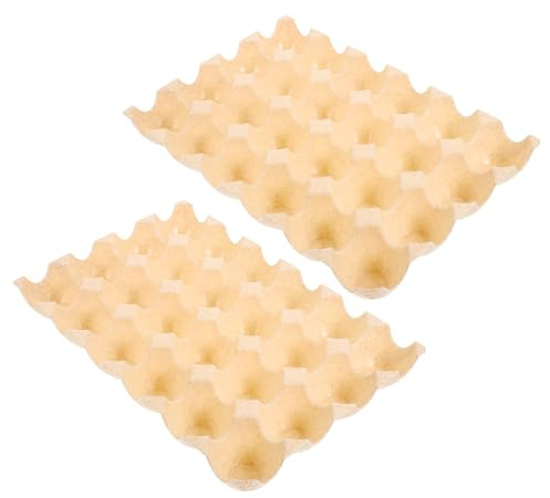 FRCOLOR 2 Pz Contenitore Uova per Frigorifero in Pp Beige, Vassoio Salvaspazio Griglie e Design Impilabile, Facile da Usare e Resistente alla Deformazione