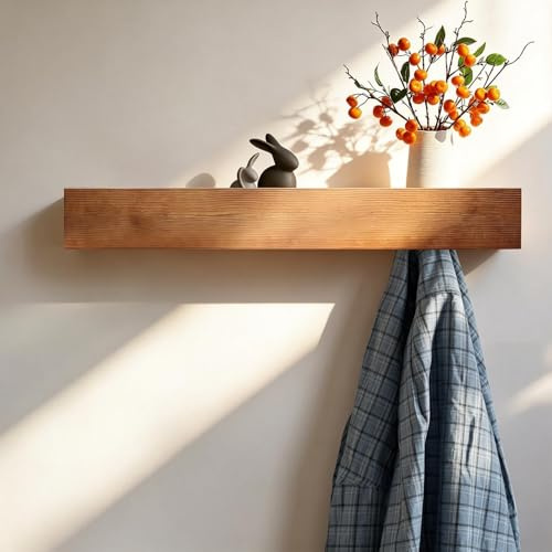 HSUYUN Wandgarderobe mit Ablage, Versteckte Wandmontage Kleiderhaken Wand, 65cm Garderobenhaken, Wandgarderobe mit 10 Haken für Wohnzimmer, Flur und Schlafzimmer