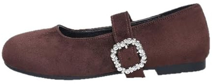 Generisch Mary Jane - Bailarinas ortopédicas de ante para mujer, cómodas, informales, con punta redonda, para correr, anchas, anchas, café, 43 EU