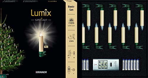 Lumix® LED kabellose Weihnachtsbaum Christbaumkerzen Superlight Mini 12er Basis-Set Warmweiß inkl. Fernbedienung 4h Ausschalt-Funktion Elfenbein 9cm 75522