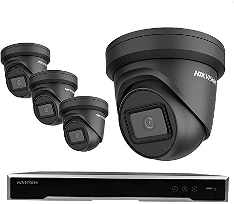 Hikvision CCTV system Kit 16Ch NVR 8MP Compatible with third-party network cameras 4x 8MP Viper pro IP Cameras darkFighter Fixed Turret IP67 Weatherproof 4K WDR 30m IR Grey (6TB HDD)