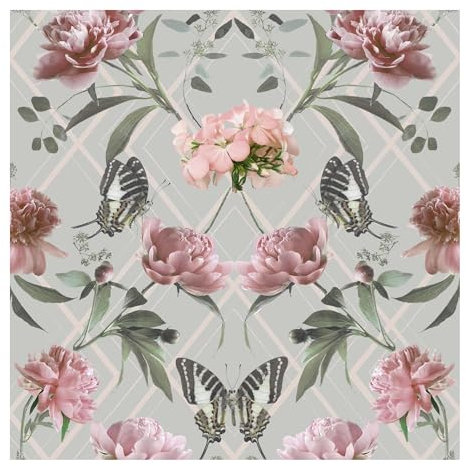 Graham & Brown Sublime Botanical Floral Trellis Grey and Pink Floral Wallpaper (was £15.99)