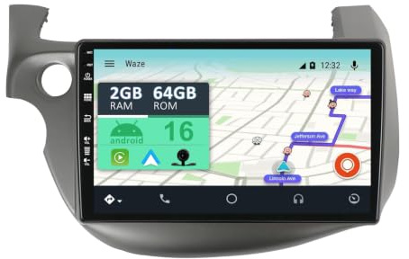 YUNTX 【2+64G】 Android 16 Autoradio für Honda Fit 2008-2013-2 Din-[Integriertes Wireless CarPlay/Android Auto/GPS]-10.1'' IPS 2.5D 1280 * 600-mit kamera-DAB/Lenkradsteuerung/WiFi/USB/MirrorLink/4G