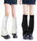 QKURT 2 Paar lange Beinstulpen, gestrickte Winter-Thermo-Beinstulpen, Punk-Kniestrümpfe, Stiefel-Manschettenwärmer für Damen und Mädchen