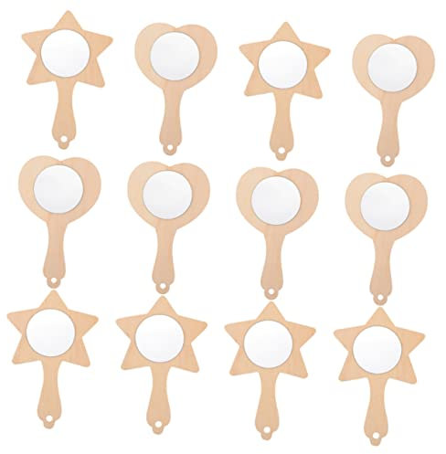NUOBESTY 12stücke Holzspiegel Rohlinge Für Junge Mädchen DIY Zierliche Handspiegel Zum Bemalen Bastelmaterial Für Spiegelspielzeug Dekorative Malutensilien Aus Holz