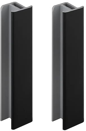 2x Jonction de plinthe 150mm finition noir brillant Cuisine Raccord Connecteur Pied de meuble Profil PVC Plastique
