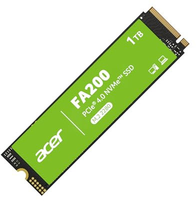 acer FA200 PCIe 4.0 NVMe SSD 1TB: bis zu 7200 MB/s Lesegeschwindigkeit, Gen4x4 M.2 2280 Interne Festplatte mit HMB & SLC – Solid State Drive für Laptop/Desktop PC/Gaming (PS5 Kompatibel)