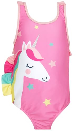 Harry Bear Costume Piscina Bambina | Costume da Bagno per Ragazze Unicorno | Costumi da Bagno Bambina Unicorni | Rosa 5-6 Anni