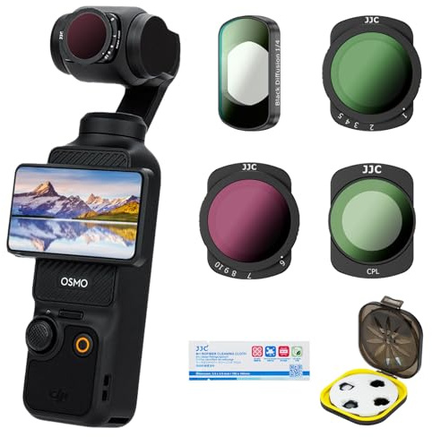 JJC 4 Pack Magnetic Osmo Pocket 3 4 CPL Black Mist ND Filter Set,Variable NDV2-32/64-1000 Black-Mist 1/4 Circular Polarizing Filters for DJI Osmo Pocket 3 4,Pocket3 Pocket4 Lens Accessories with Case