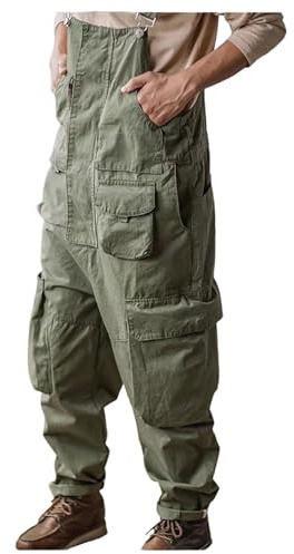 JingNian Salopette con Tasche Oversize, Salopette Da Uomo, Salopette In Tela Da Uomo con Tasche A Patta, Salopette Da Lavoro per Lavoro E Stile(Size:8(l),Color:a)