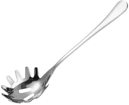 Gatuida Cuchara versátil de acero inoxidable para servir espaguetis, diseño hueco para una fácil separación de fideos, práctica herramienta de cocina para uso doméstico y restaurante, fácil de limpiar
