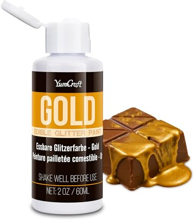 Flüssig Essbarer Glitzer Gold, 60ml Glitzer Essbar Für Getränke, Lebensmittelfarbe Flüssig für Dekorieren von Kuchen, Backen, Cupcakes, Regenbogen Essbares Glitzerpulver für Cockatil, Torten