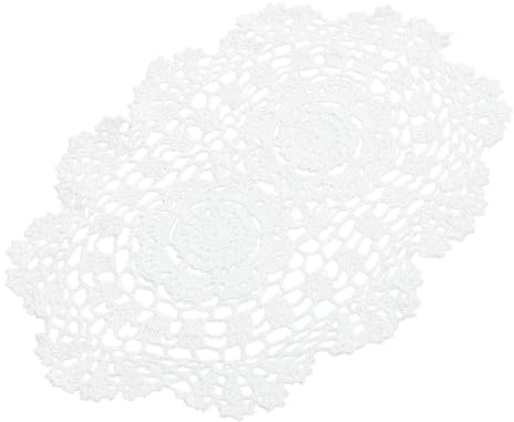 DECORNIJIA Napperon Crochet en Coton Blanc 25x35 Cm, Napperon en Dentelle, Décoration de Table Rustique, Protection Surface Silencieuse, Maison et Fête